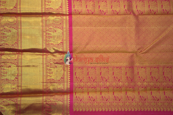 Sky Blue and Pink Border Pure Zari Kanchipuram Silk Saree - TSW0801 - VIew 3