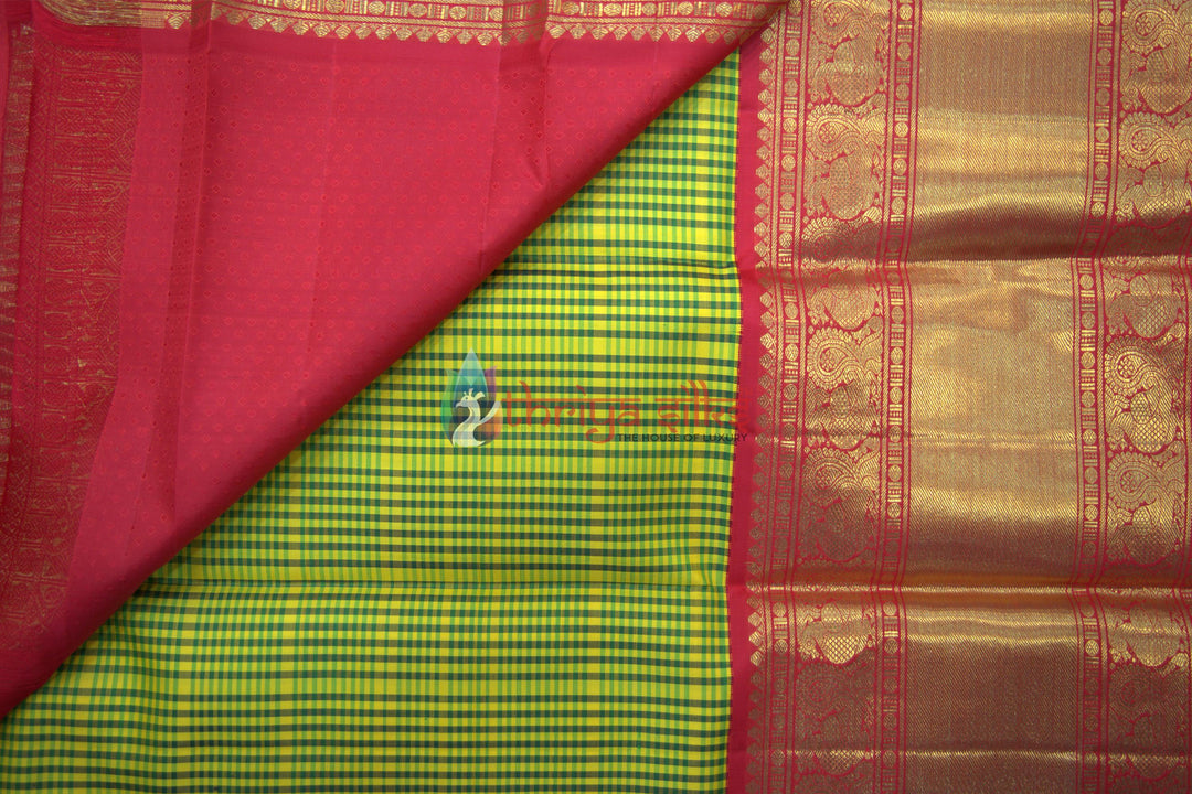 Yellow with Red Border Pure Zari Kanchipuram Silk Saree - TSW0802 - View 2