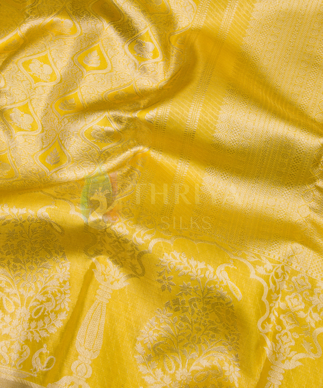 Yellow Kanchipuram silk Saree with Silver Zari - TSW1167 - View 4