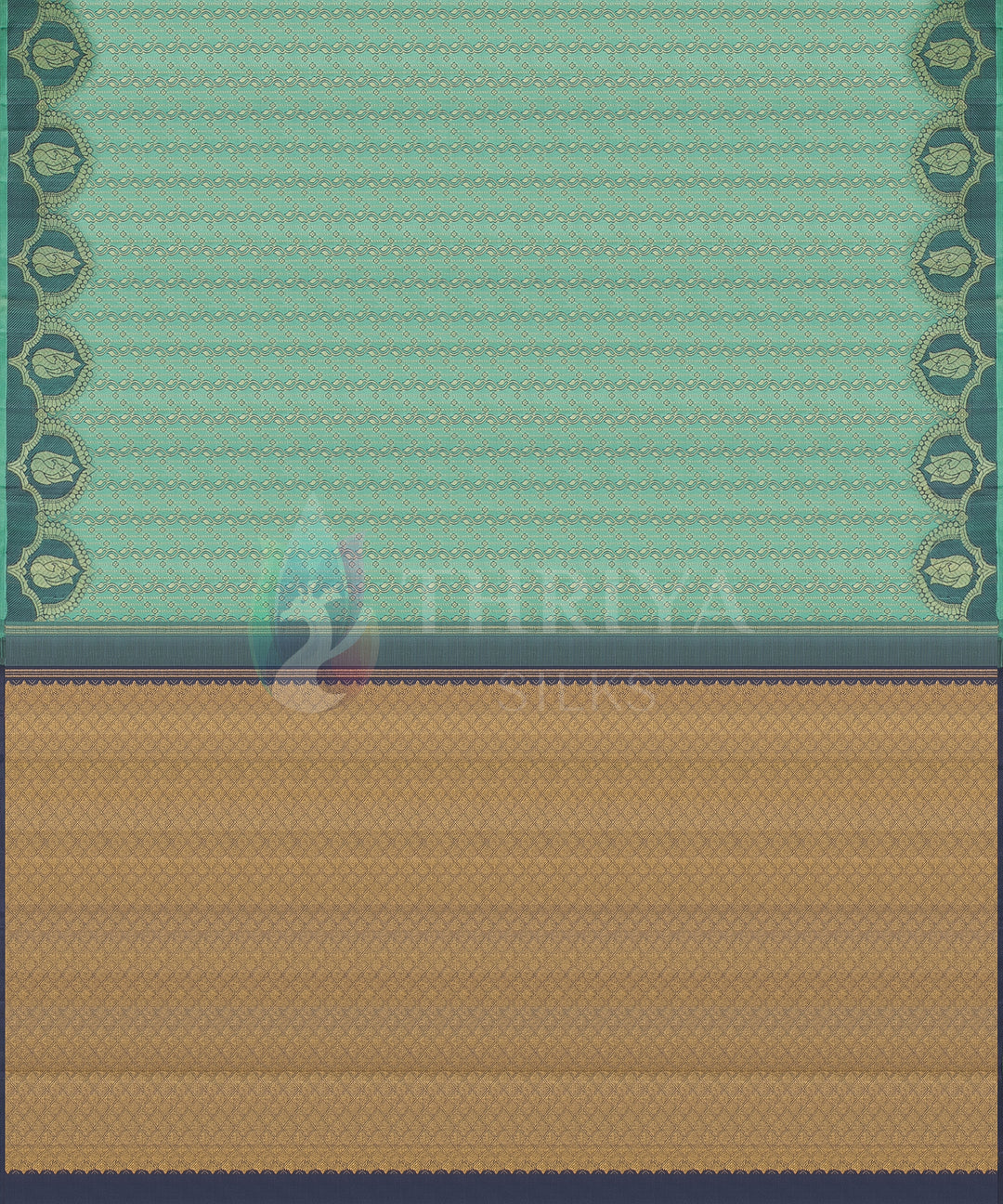 Light Green and Grey Pure Zari Kanchipuram Silk Saree - TSW0850 - View 3