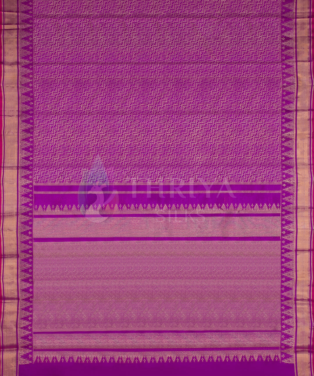 Magenta and Gold Kanchipuram Silk Saree- TSW050702 - View 4