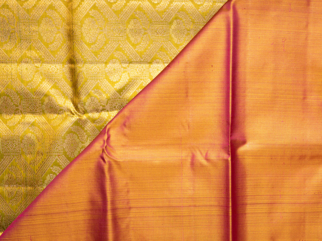 Sea Green and Pink Pure Zari Kanchipuram Silk Saree - TSW0834 - View 1