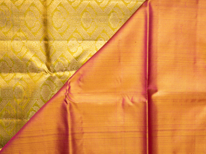 Sea Green and Pink Pure Zari Kanchipuram Silk Saree - TSW0834 - View 1