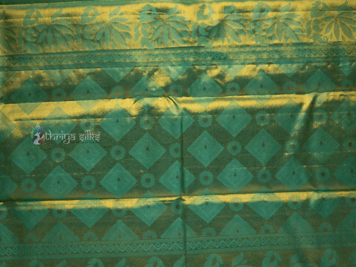 Gold And Green Kanchipuram Silk Saree - TSW0915 - View 2