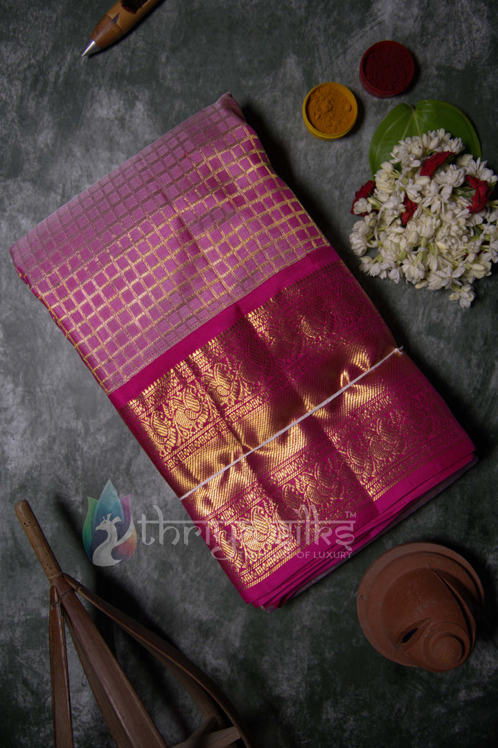 Onion Pink and Rose Pure Zari Kanchipuram Silk Saree - TSW0853