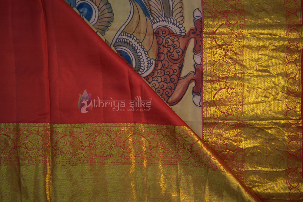 Multicolour Kalamkari Kanchipuram Silk Saree - TSW0867 - View 1