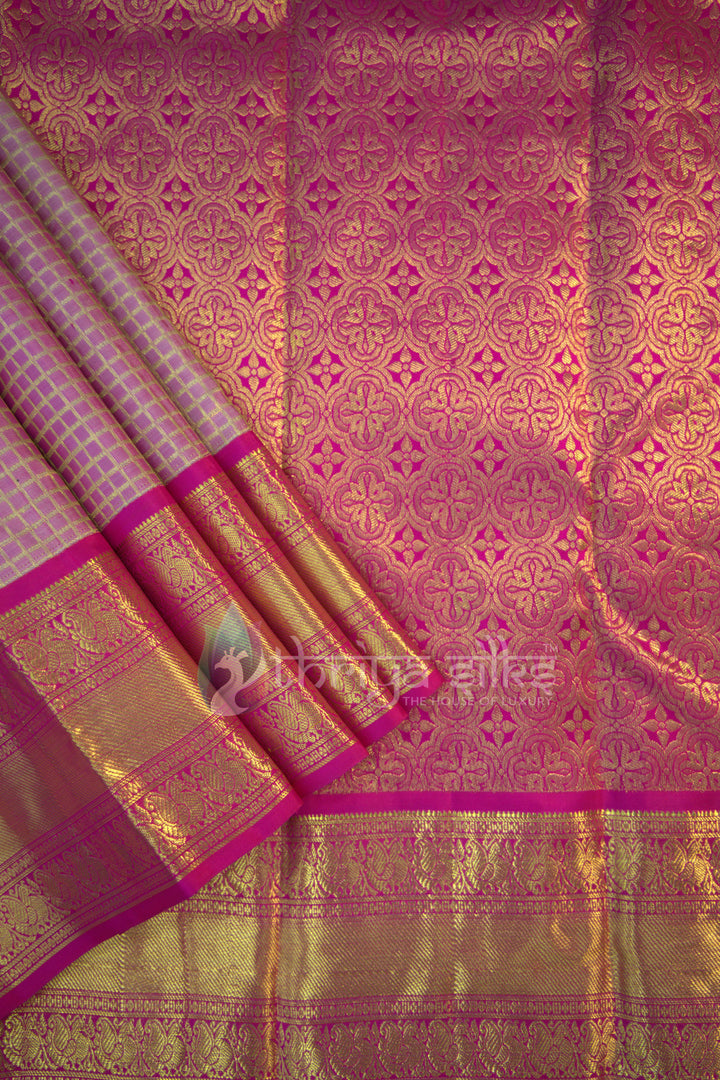 Onion Pink and Rose Pure Zari Kanchipuram Silk Saree - TSW0853 - View 1