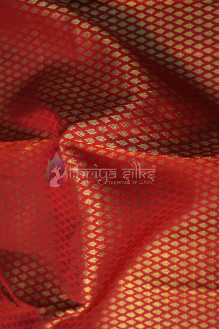 Red and Orange Pure Zari Kanchipuram Silk Saree - TSW0836 - View 3