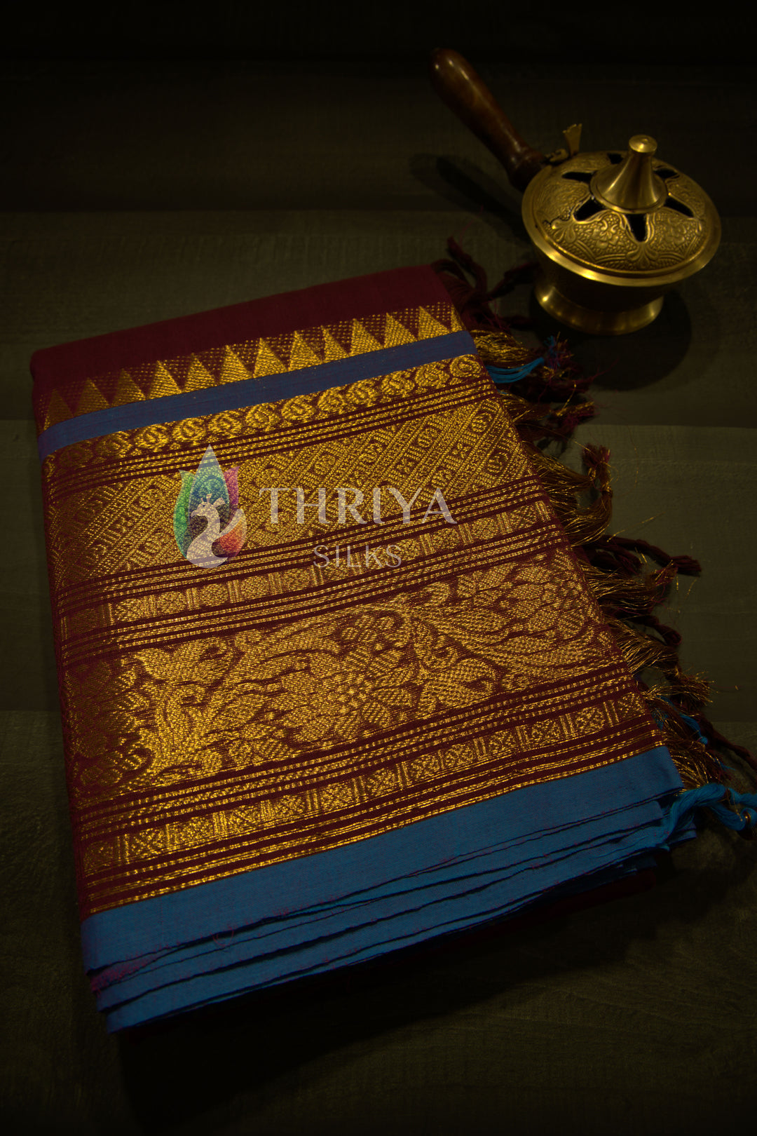 Maroon Chettinad Cotton Saree - TSW1025