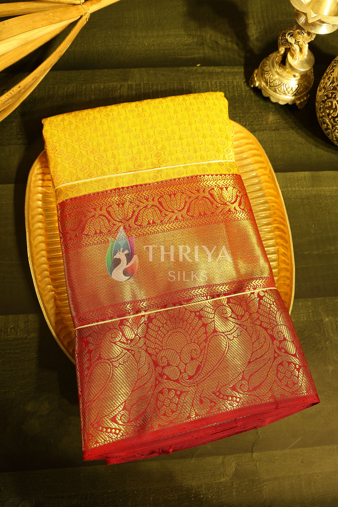 Yellow And Red Kanchipuram Silk Saree - TSW1091