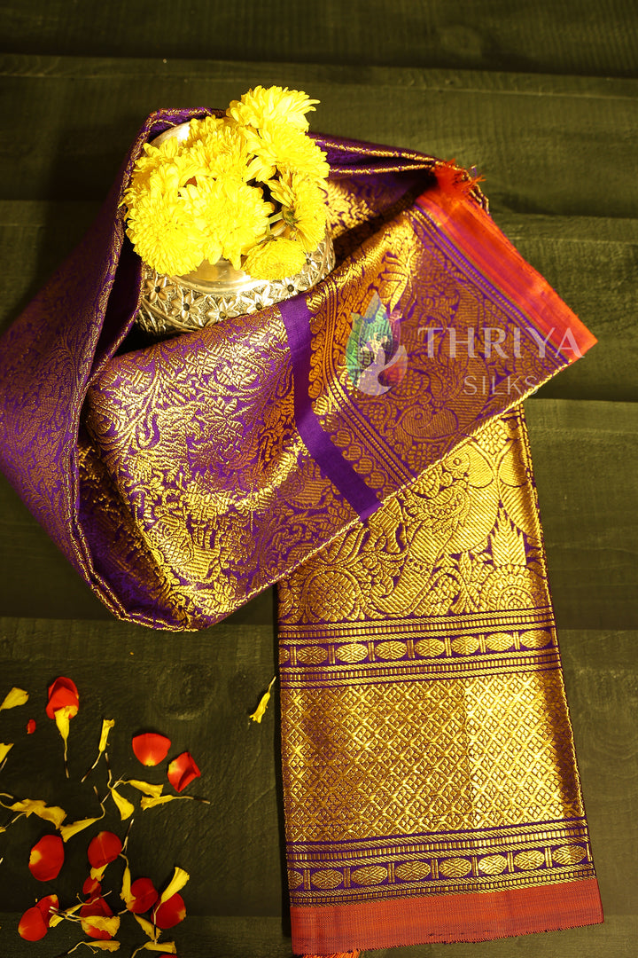 Violet Kanchipuram Silk Dupatta - TSW1342