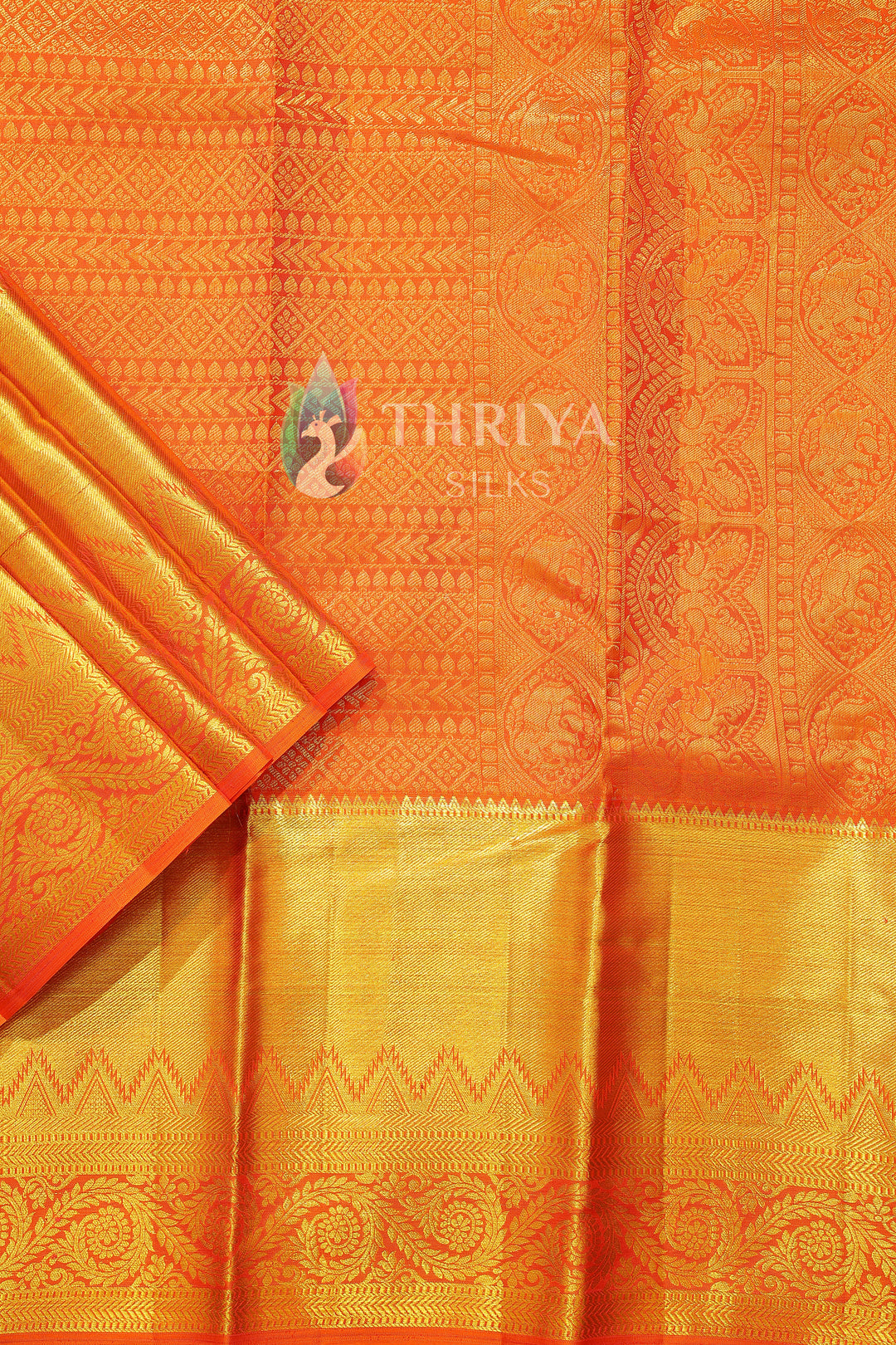 Orange Kanchipuram Silk Saree - TSW1080 - View 1