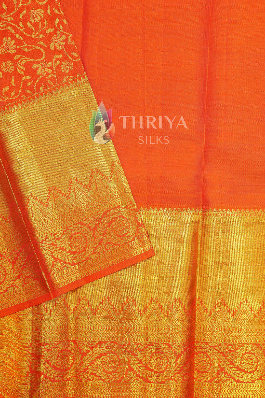 Orange Kanchipuram Silk Saree - TSW1080 - View 3