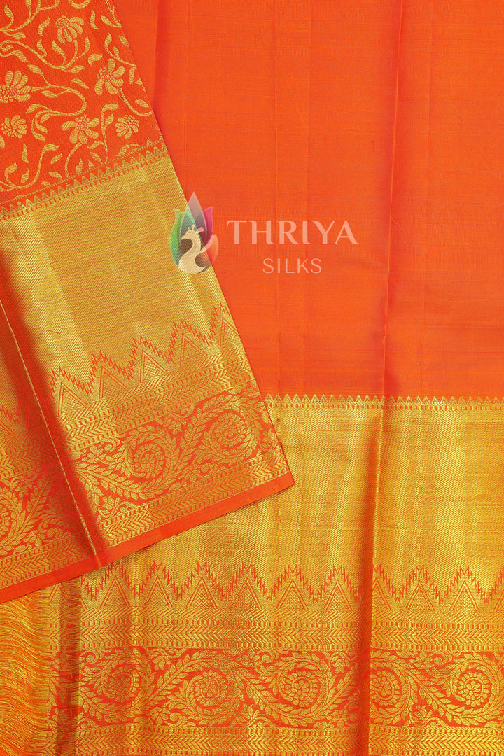 Orange Kanchipuram Silk Saree - TSW1080 - View 3