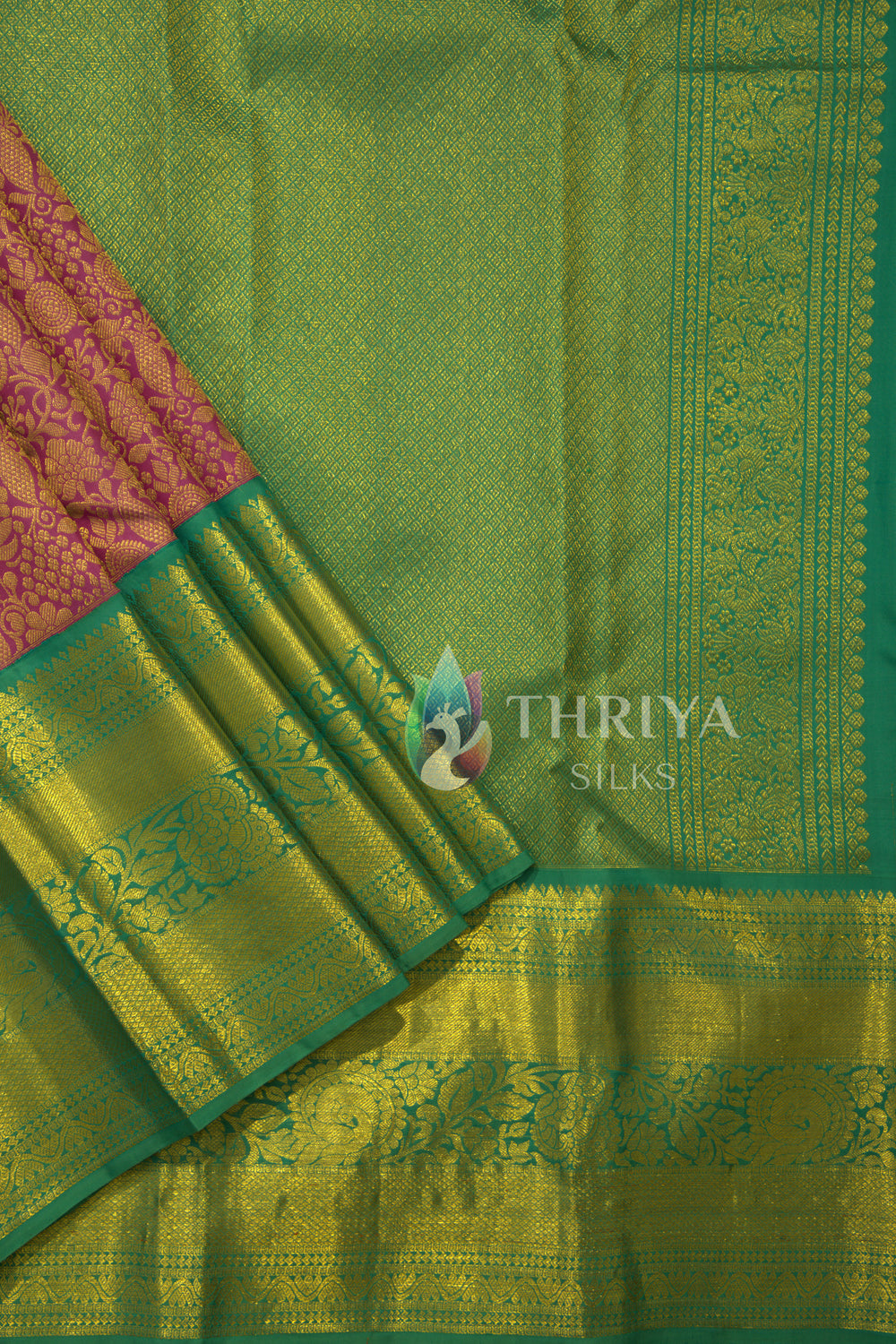 Lavender And Green Kanchipuram Silk Saree - TSW1110 - View 1