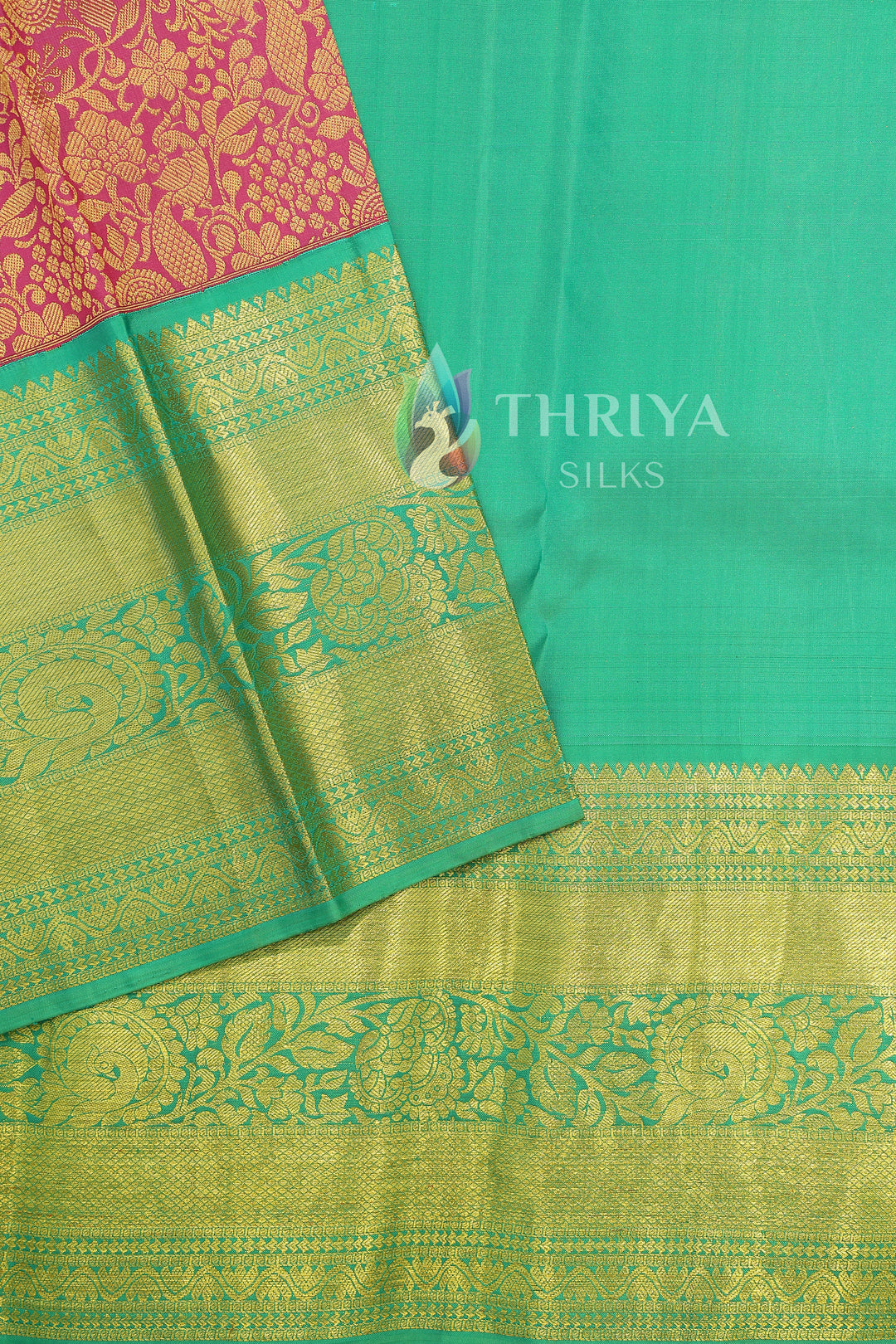 Lavender And Green Kanchipuram Silk Saree - TSW1110 - View 3