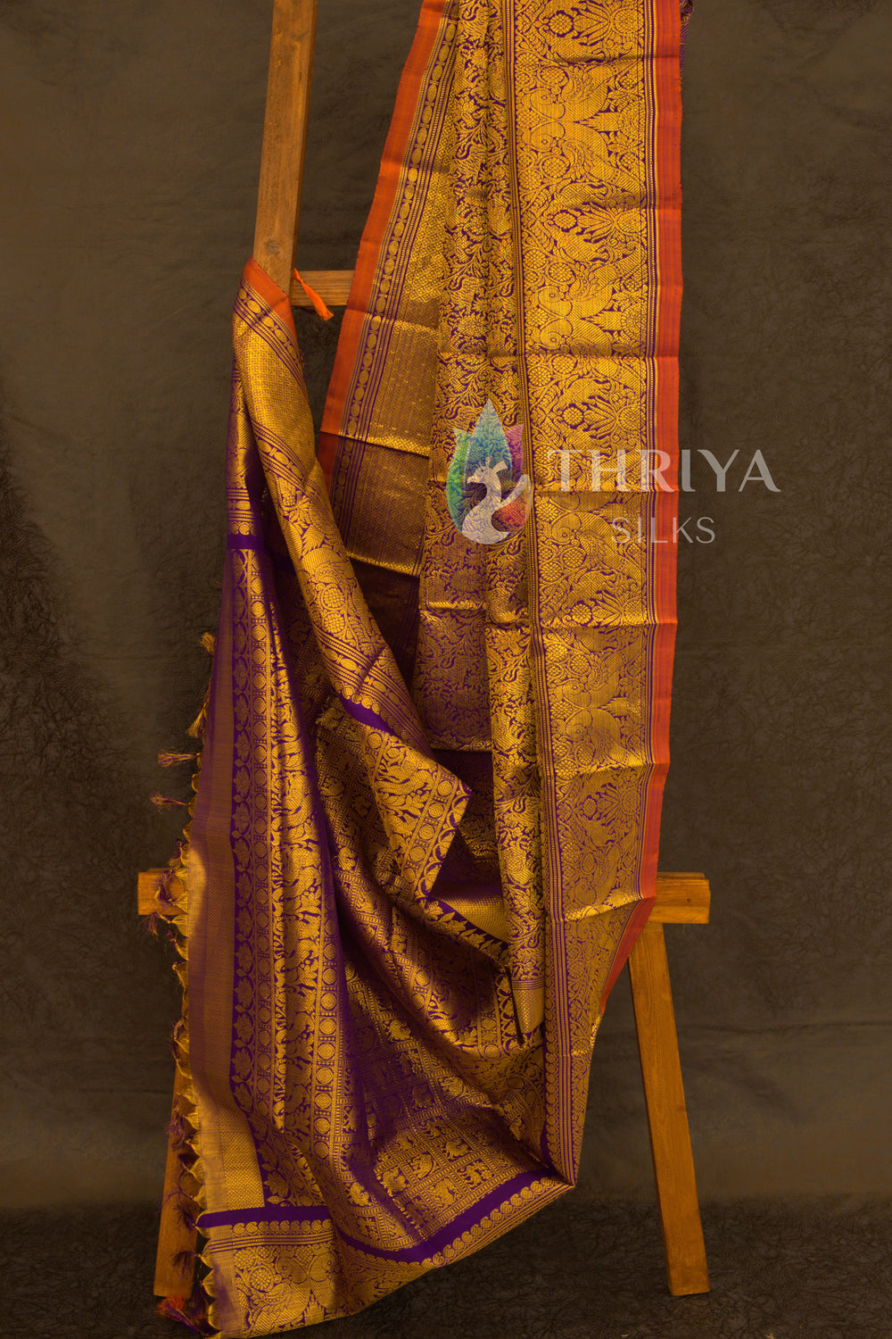 Violet Kanchipuram Silk Dupatta - TSW1342 - View 1