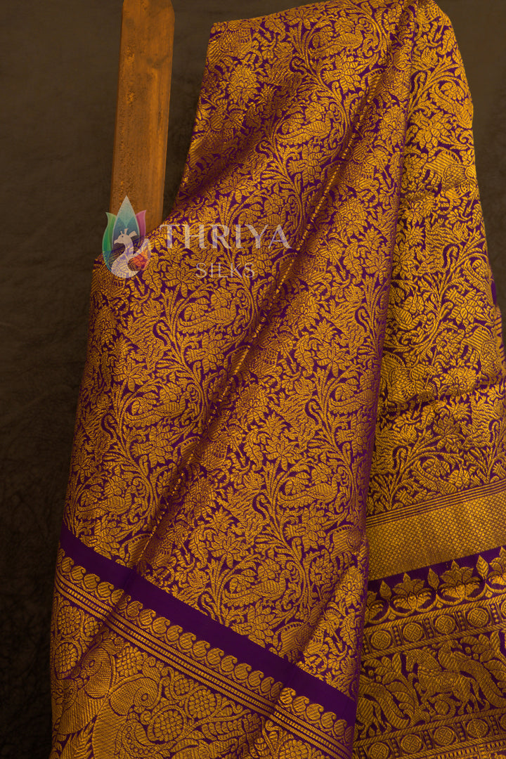 Violet Kanchipuram Silk Dupatta - TSW1342 - View 2