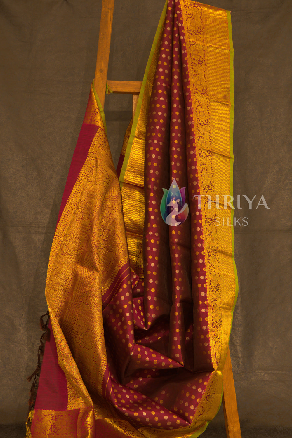 Maroon Kanchipuram Silk Dupatta - TSW1340 - View 1