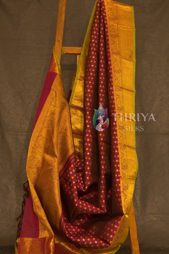 Maroon Kanchipuram Silk Dupatta - TSW1340 - View 1