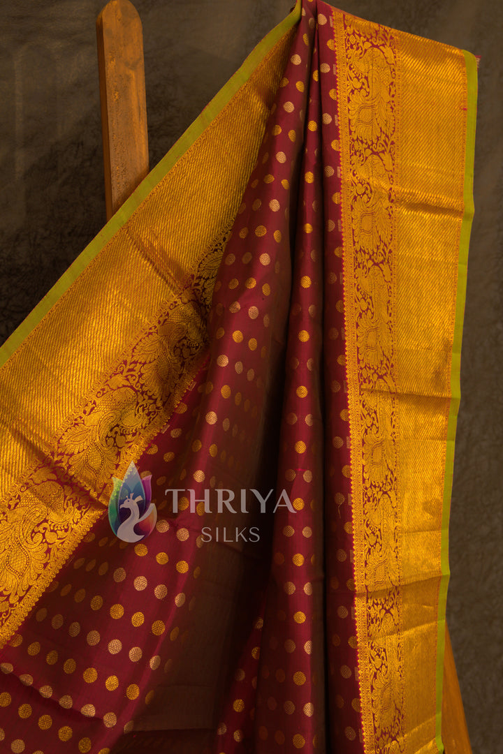 Maroon Kanchipuram Silk Dupatta - TSW1340 - View 2