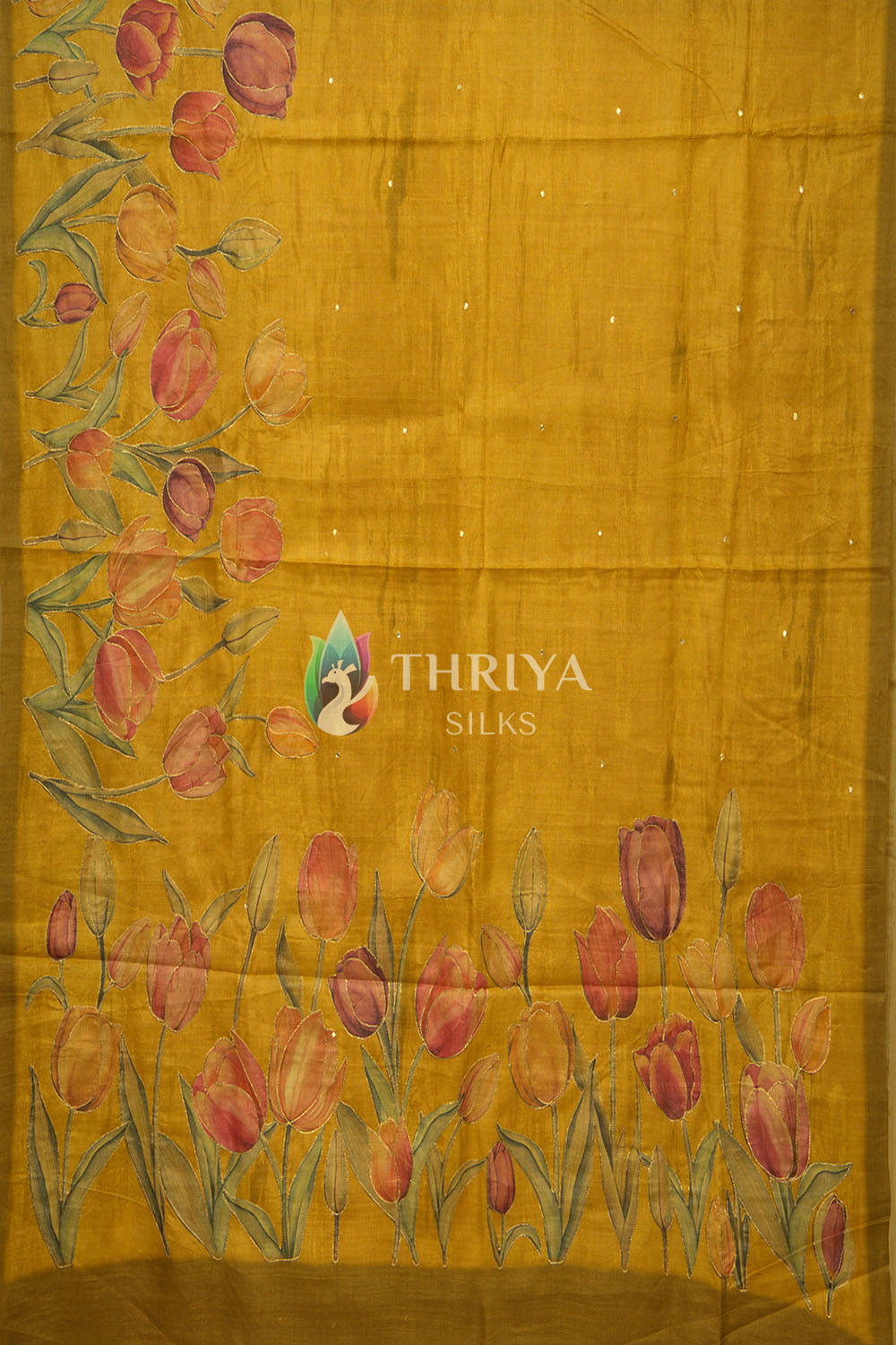 Golden Yellow Tussar Silk Saree - TWFMN0786 - View 2