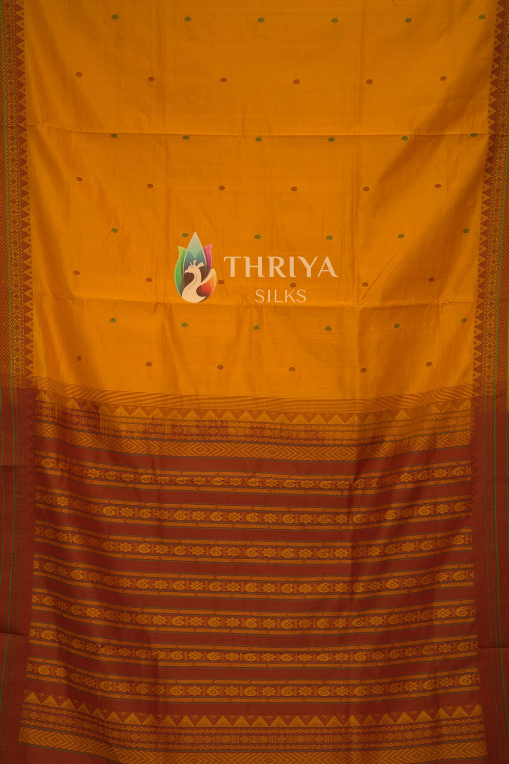 Silk Cotton Saree in Mango Yellow And Maroon - TSC030504 - View 1