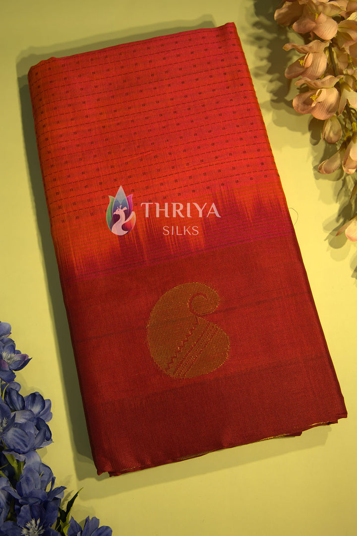 Silk Cotton Saree in Crimson Red and Maroon - TSCD050503 - View 1