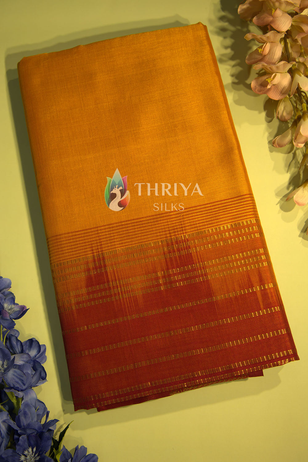 Silk Cotton Saree in Yellow and Maroon - TSBB050502 - View 1