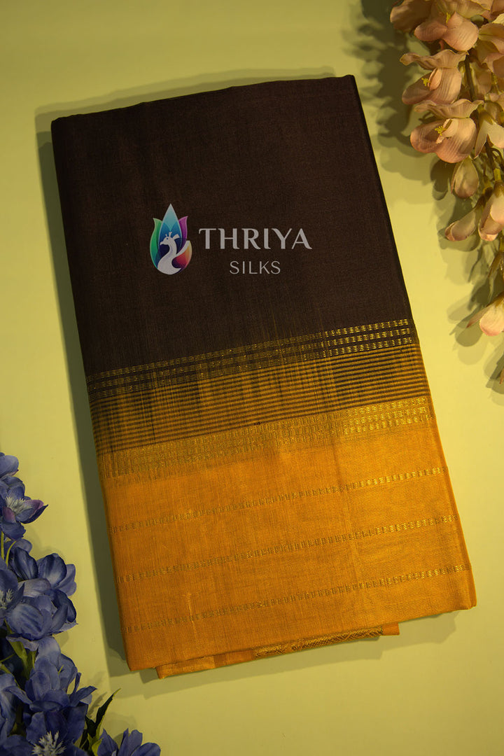 Silk Cotton Sarees in Black and Yellow - TSBB050504 - View 1