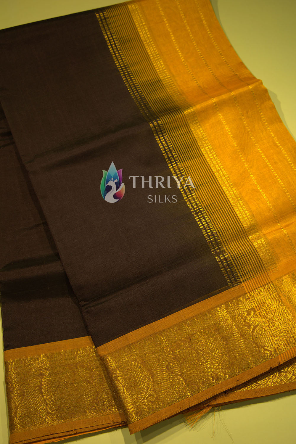 Silk Cotton Sarees in Black and Yellow - TSBB050504 - View 2