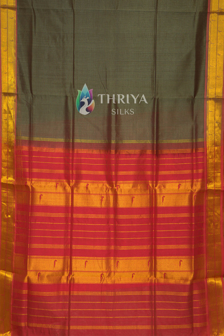 Silk Cotton Saree in Ash and Pink - TSBB050508 - View 3