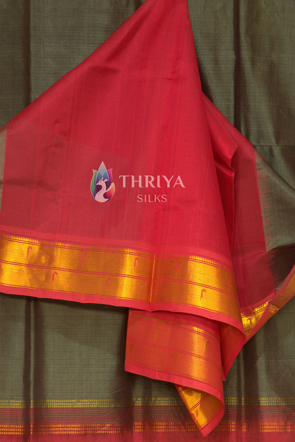 Silk Cotton Saree in Ash and Pink - TSBB050508 - View 4