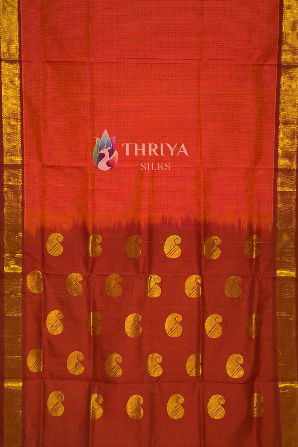 Silk Cotton Saree in Crimson Red and Maroon - TSCD050503 - View 3