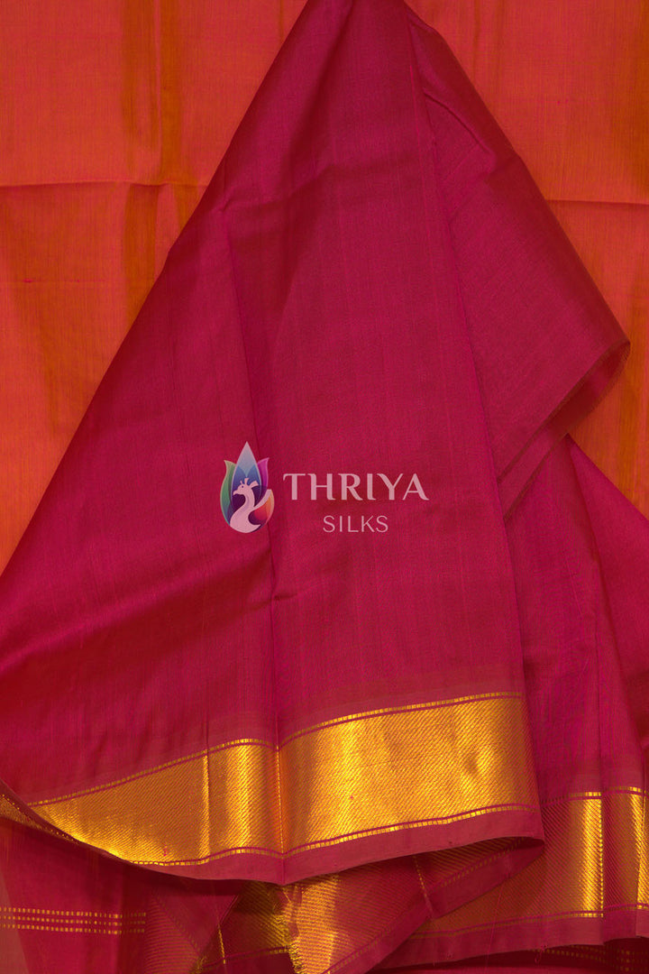 Silk Cotton saree in Salmon Pink and Dark Pink - TSSC040511 - View 4