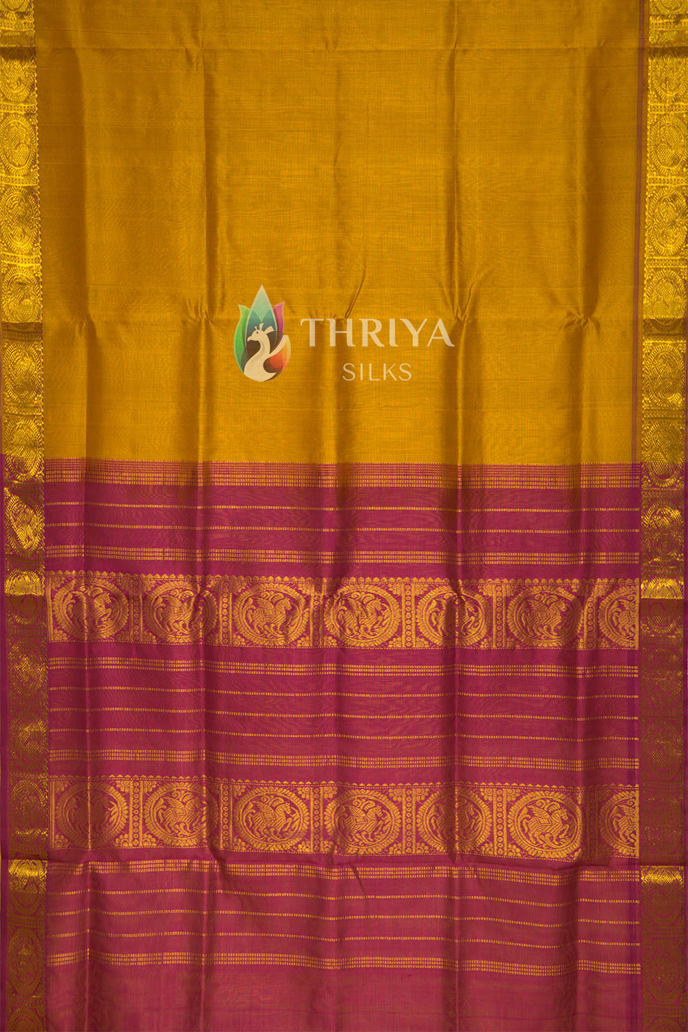 Silk Cotton Saree in Fenugreek and Magenta - TSBB050501 - View 3