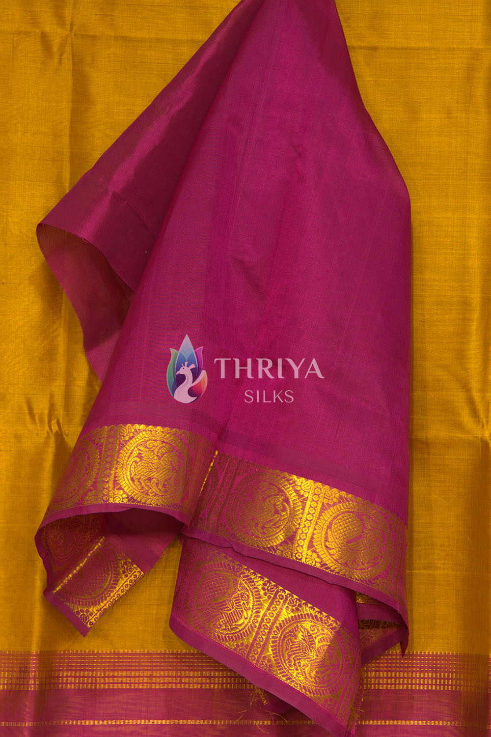 Silk Cotton Saree in Fenugreek and Magenta - TSBB050501 - View 4