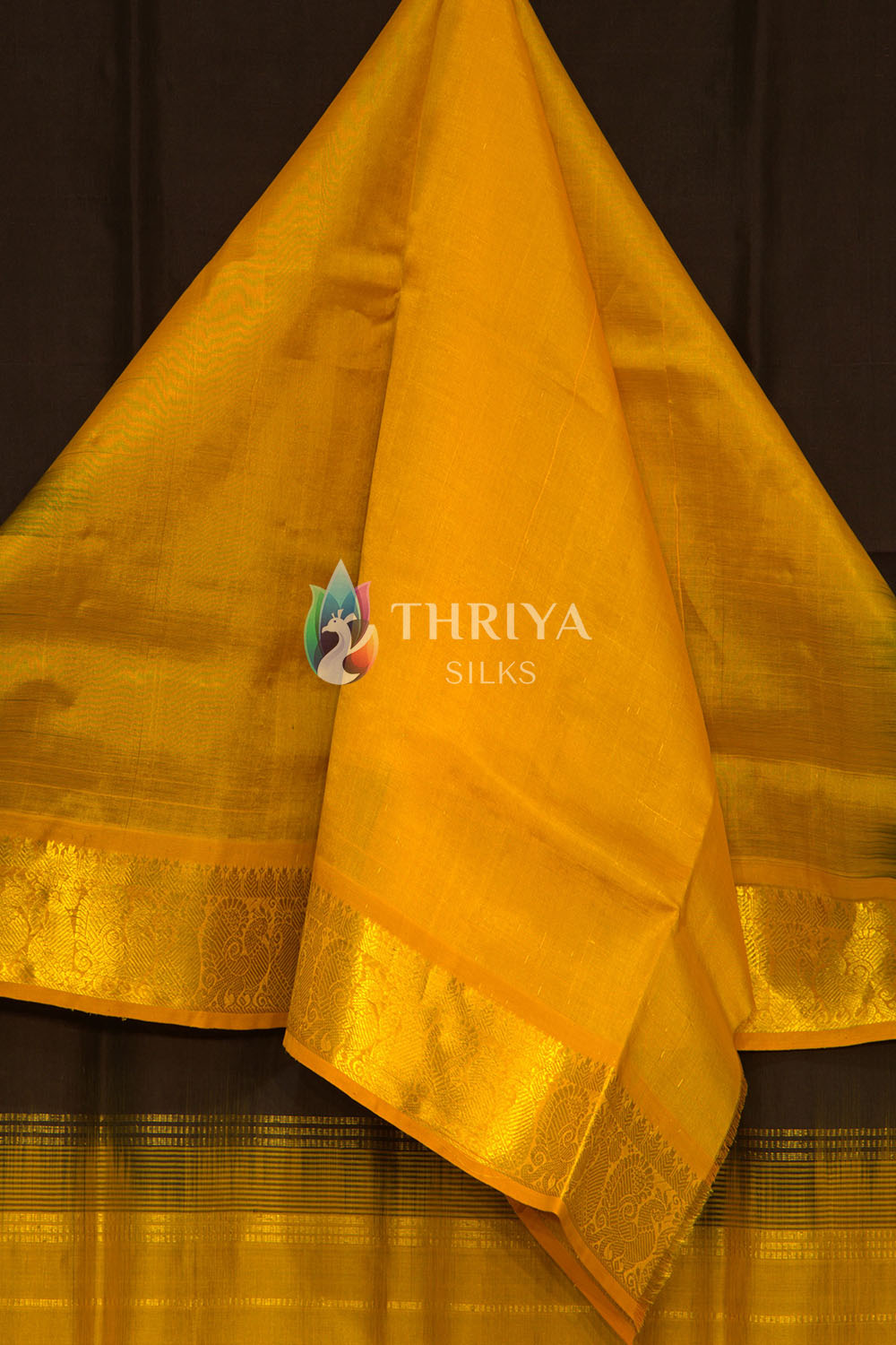 Silk Cotton Sarees in Black and Yellow - TSBB050504 - View 4