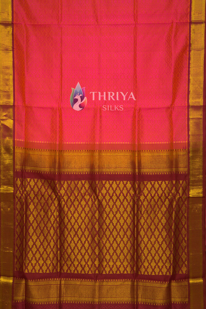 Silk Cotton saree in Light Pink and Maroon - TSEM050505 - View 3