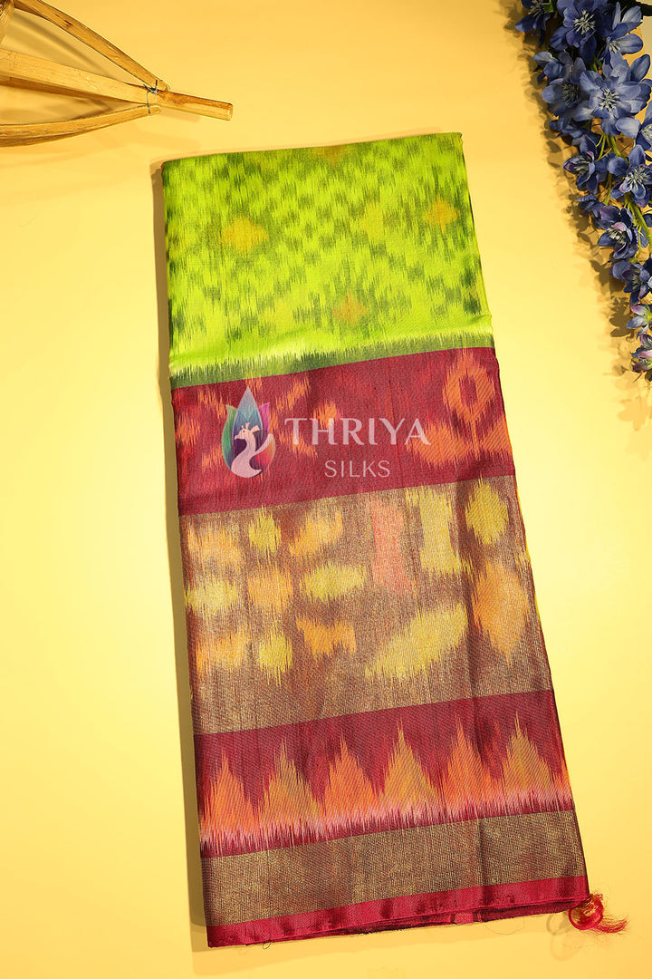 Light Green Pochampalli Silk Cotton Saree - TSPS060514 - View 1