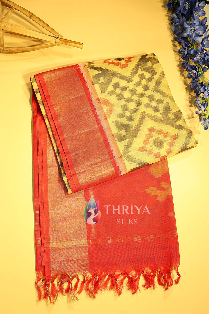 Sandal Pochampalli Silk Cotton Saree - TSPS060502 - View 1