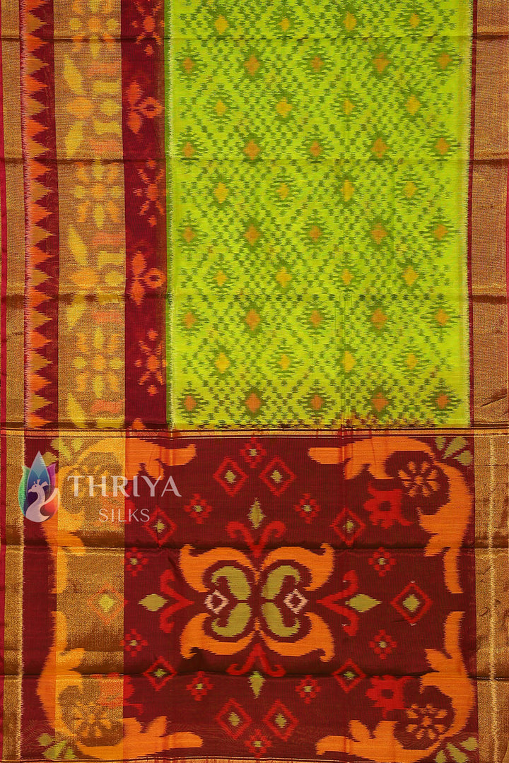 Light Green Pochampalli Silk Cotton Saree - TSPS060514 - View 2