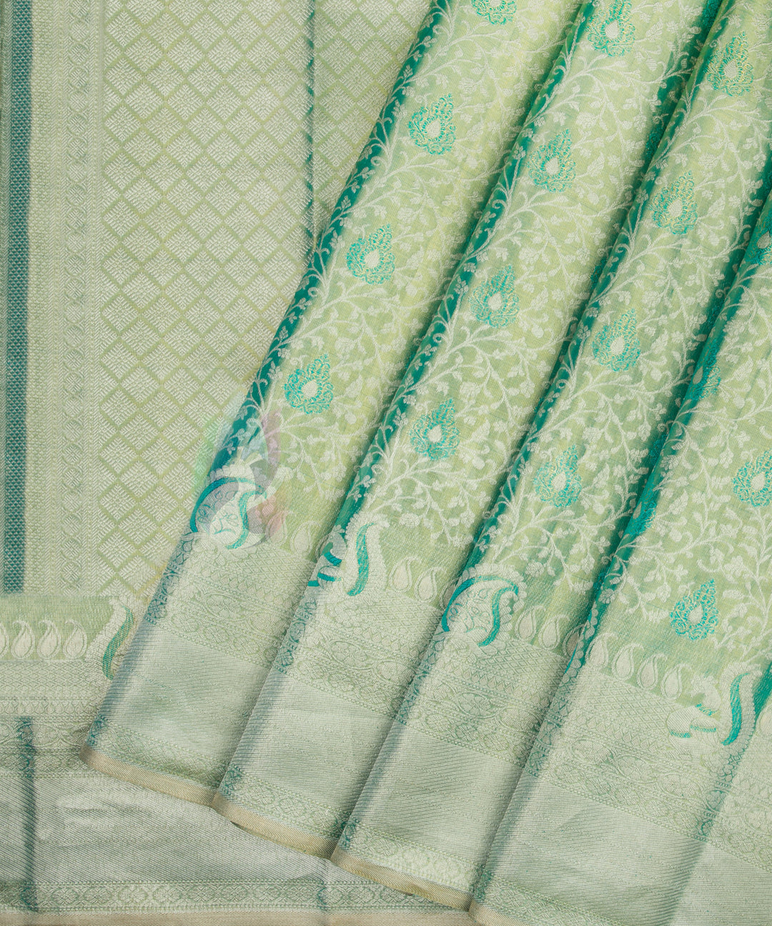 Sea Green Pure Zari Kanchipuram Silk Saree - TSW0891 - VIEW 2