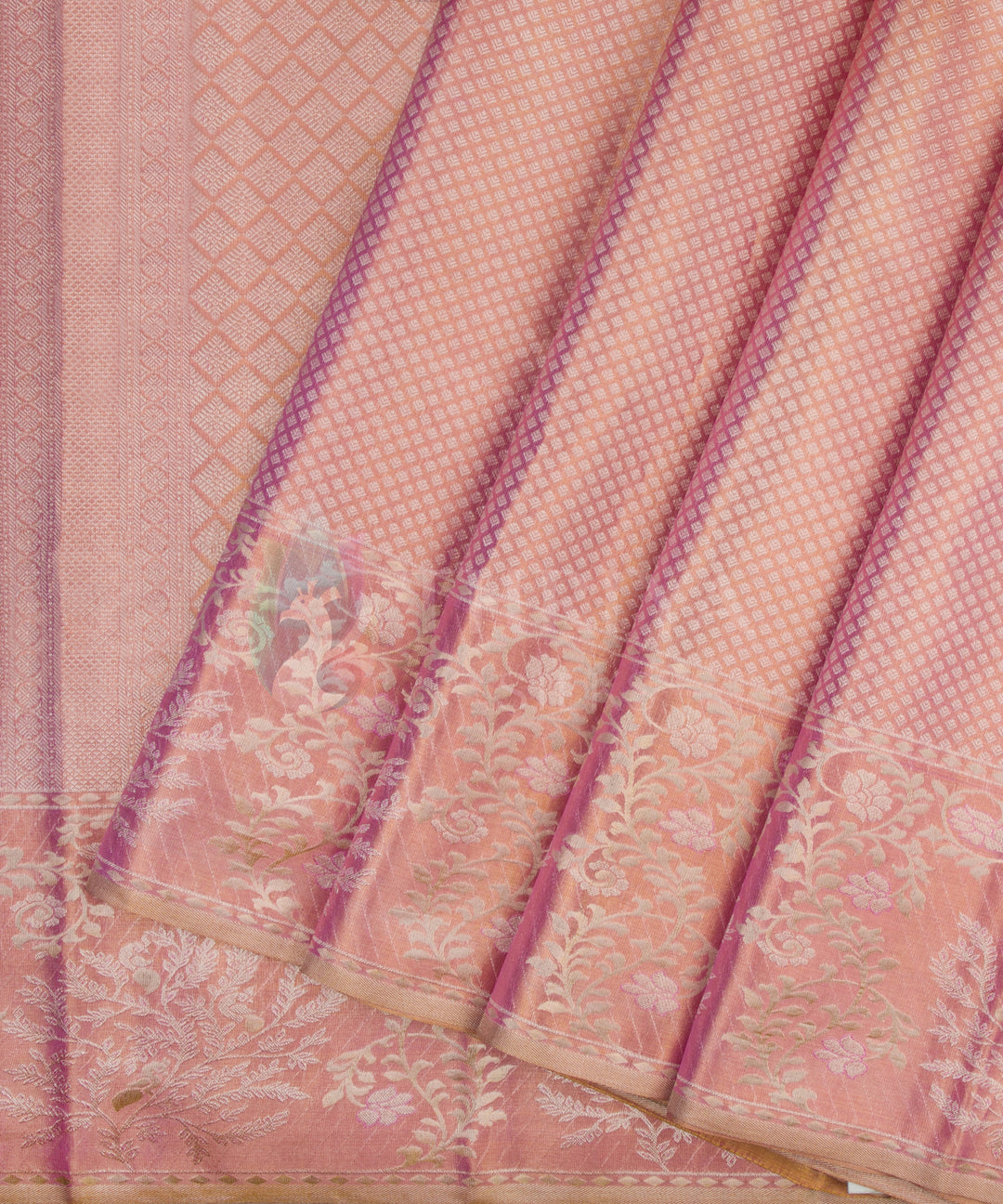 Full Gold Pink Pure Zari Kanchipuram Silk Saree - TSW0892 - View 2