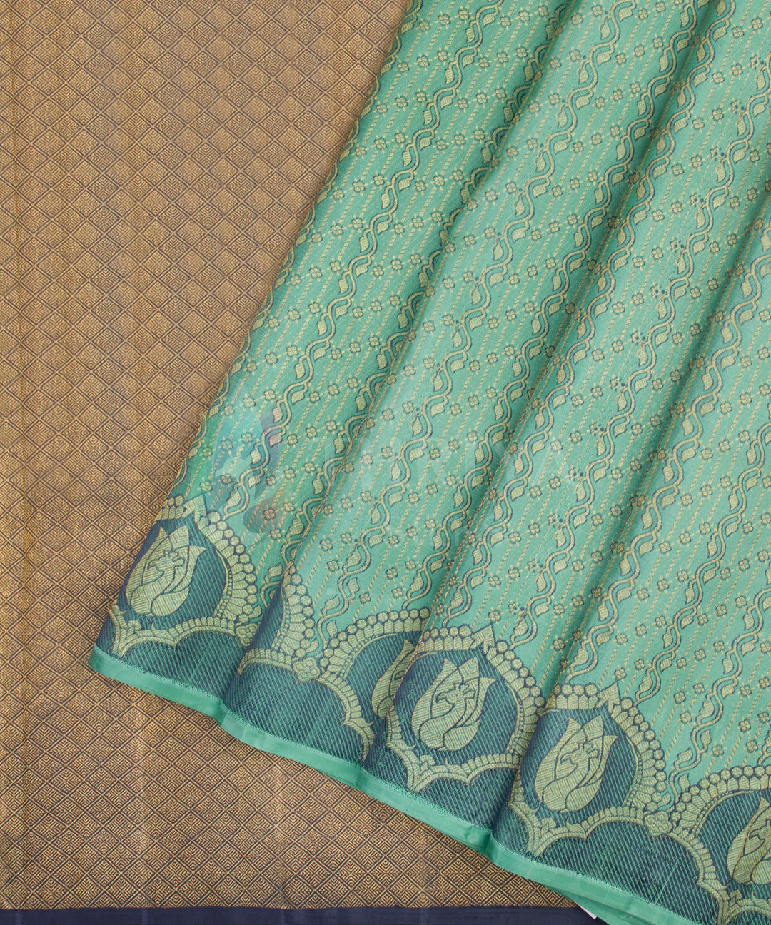 Light Green and Grey Pure Zari Kanchipuram Silk Saree - TSW0850 - View 2