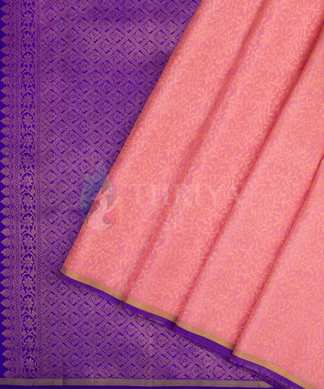 Pink and Royal Blue Kanchipuram Silk Saree - TSW1145 - View 2