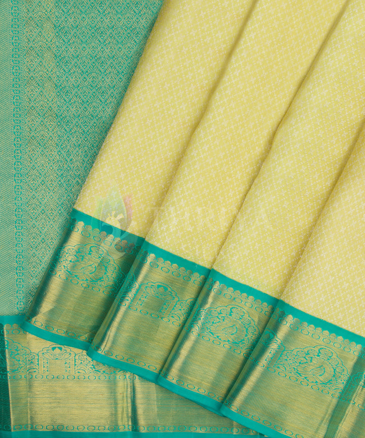 Yellow with Green Kanchipuram Silk Saree - TSW1181 - View 2