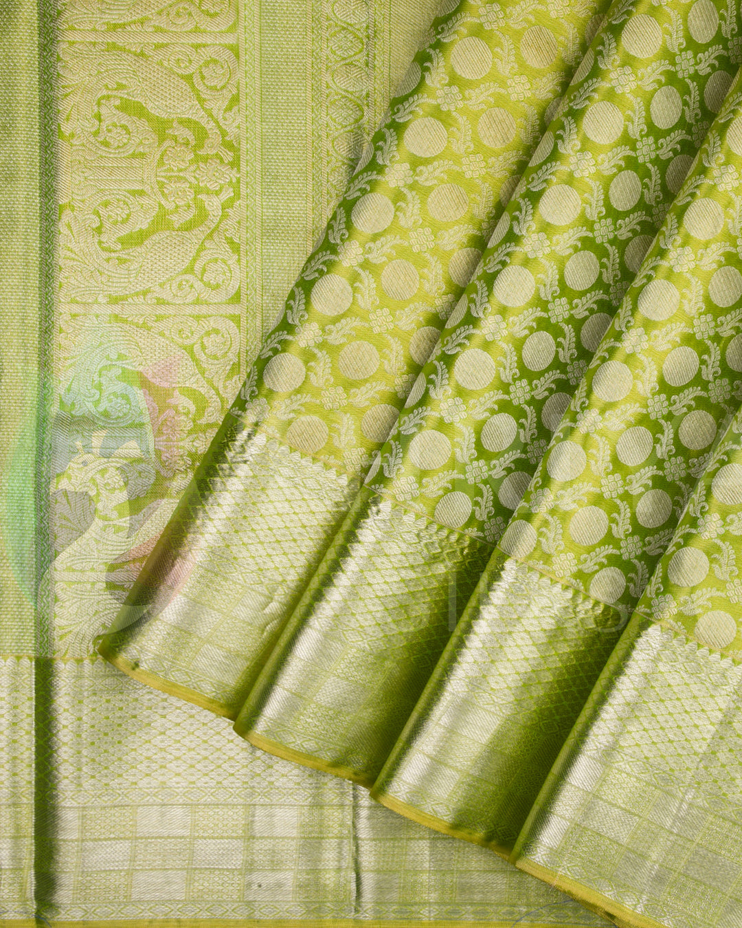 Green Kanchipuram Silk Saree with Silver Zari - TSW1183 - View 2