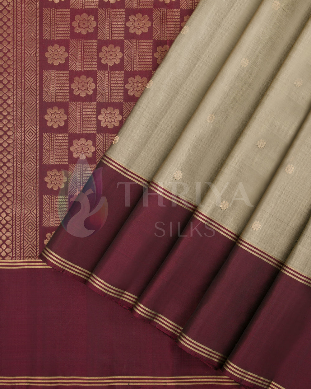 Peach And Maroon Soft Silk Saree - TSW260709 - View 2