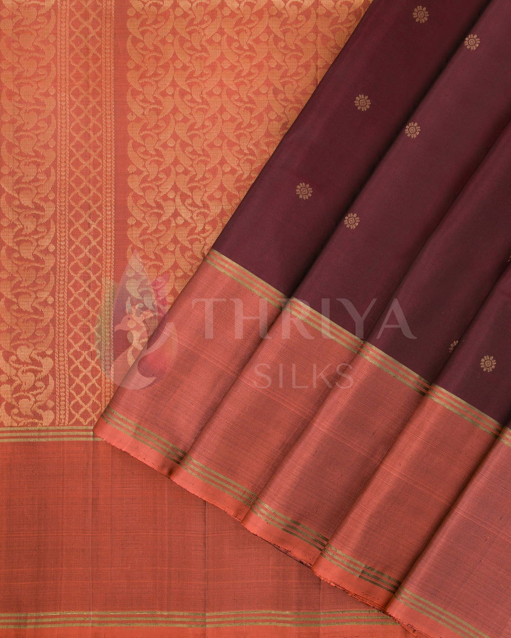 Maroon And Coral Soft Silk Saree - TSW260707 -View 2